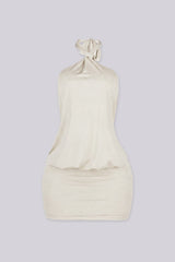 Venezia Crease Halter Mini Dress