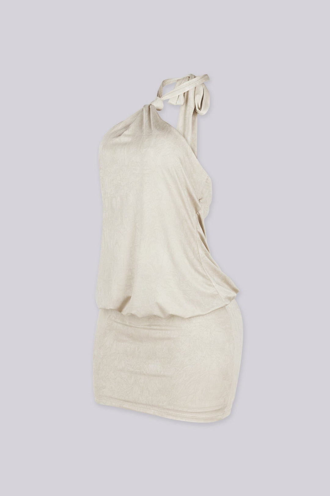 Venezia Crease Halter Mini Dress