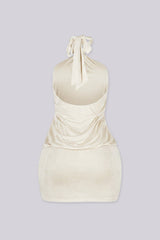 Venezia Crease Halter Mini Dress