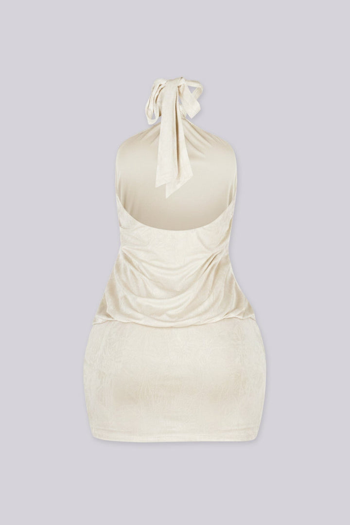 Venezia Crease Halter Mini Dress