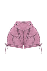 Keep Up Lace Up Denim Shorts