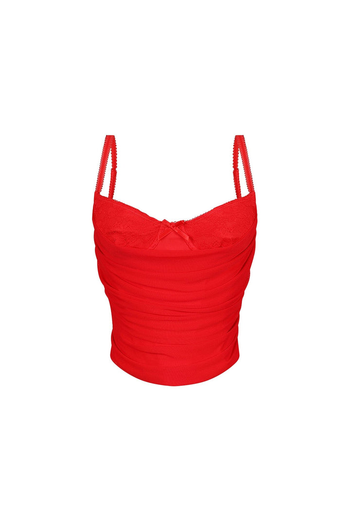 Celeste Lace Mesh Corset Tank Top
