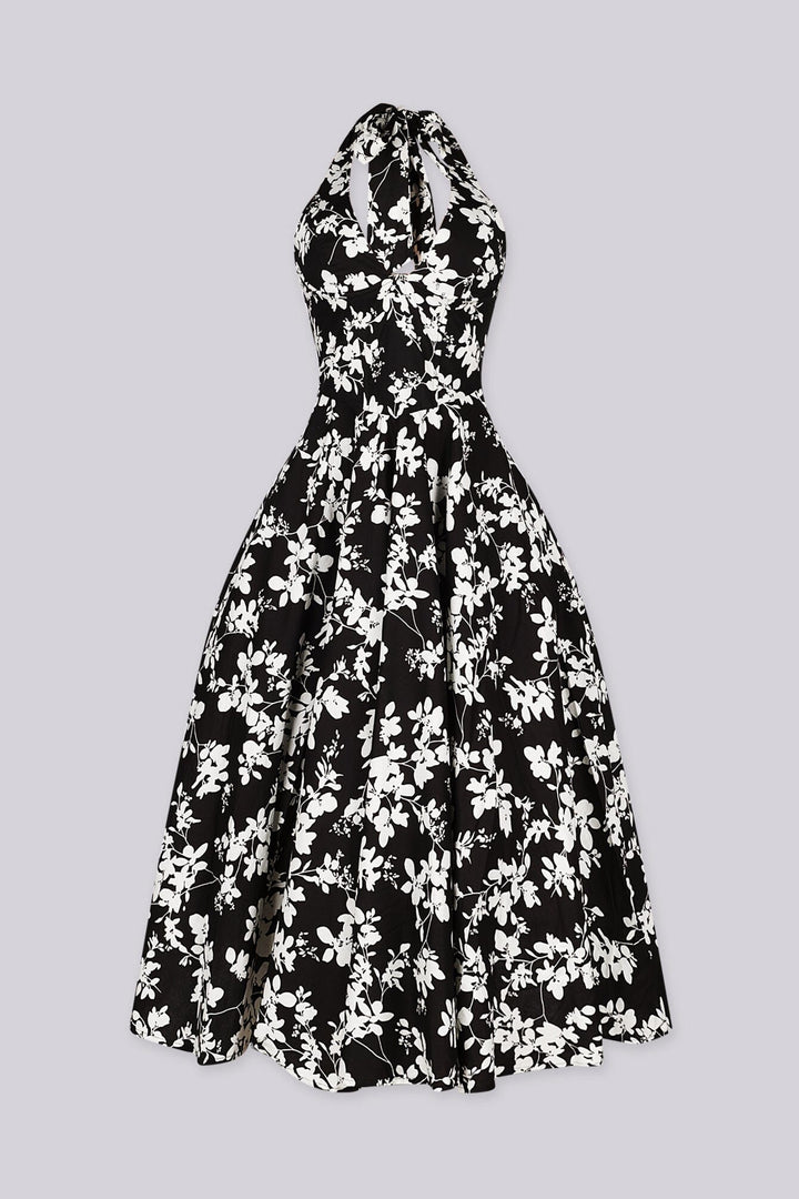 Sersei Lace Up Floral Midi Dress