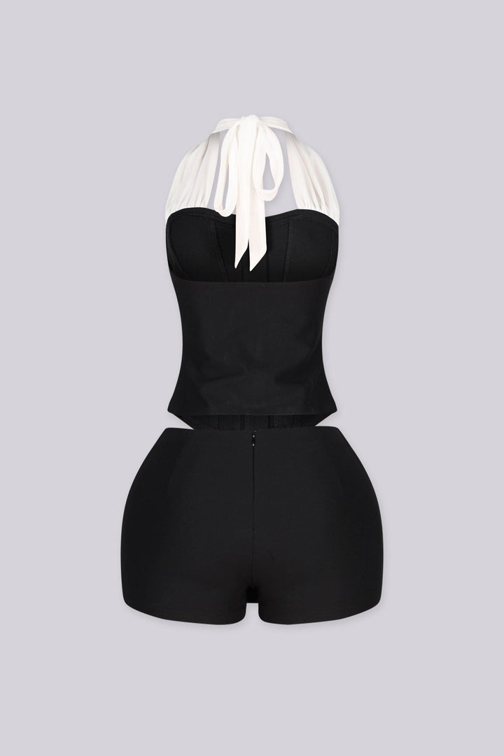 Effie Halter Corset Top &amp; Micro Shorts SET