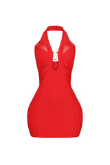 Dilara Halter Neck Metal Trim Mini Dress