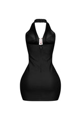 Dilara Halter Neck Metal Trim Mini Dress