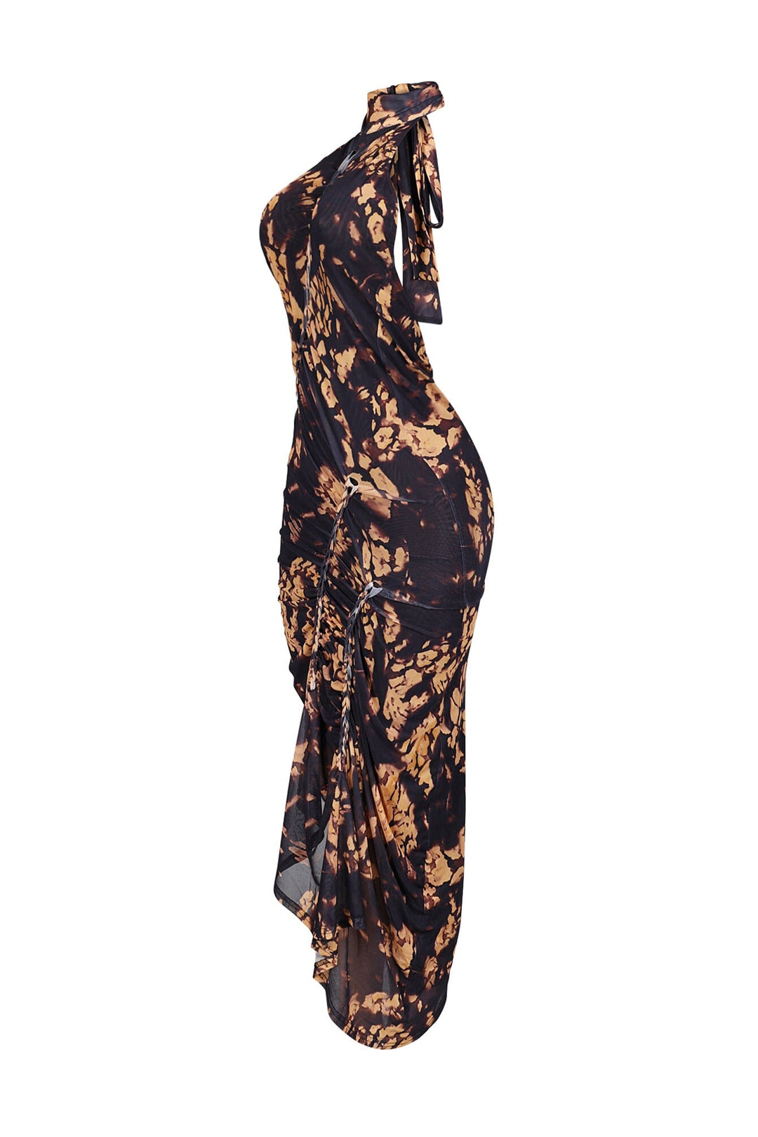 Lorelei Mesh Tie Dye Halter Asymmetrical Dress