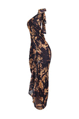 Lorelei Mesh Tie Dye Halter Asymmetrical Dress