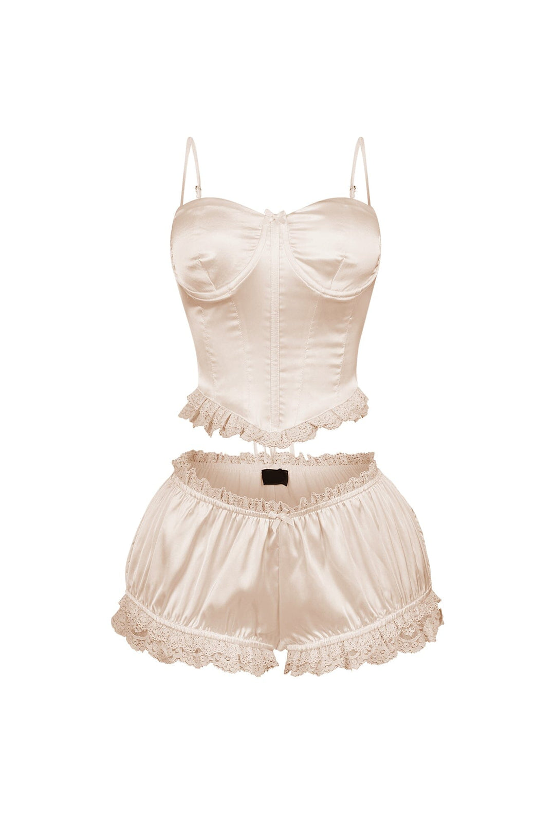 Zeeba Satin Corset Lace Up Top &amp; Shorts SET