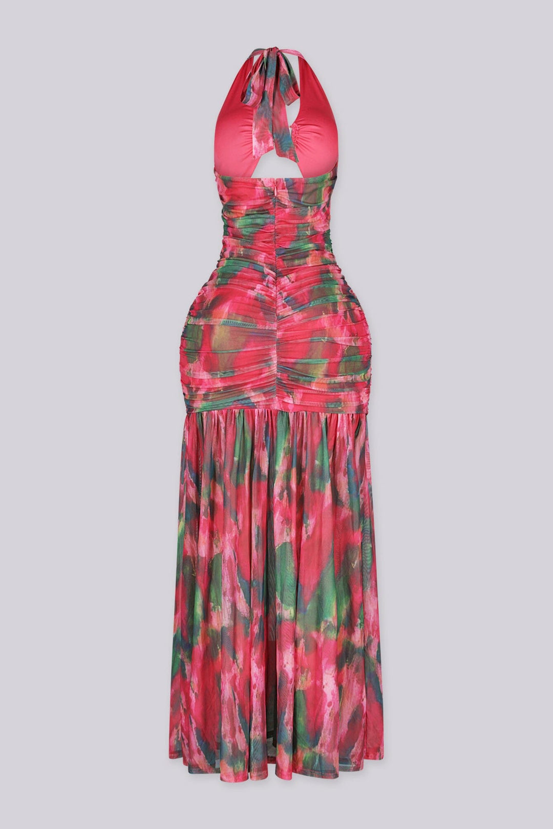 Red Mirage Mesh Maxi Dress