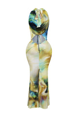 Urania Cowl Halter Neck Bodycon Maxi Dress