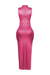 Marenna Faux Leather Ruched Maxi Dress