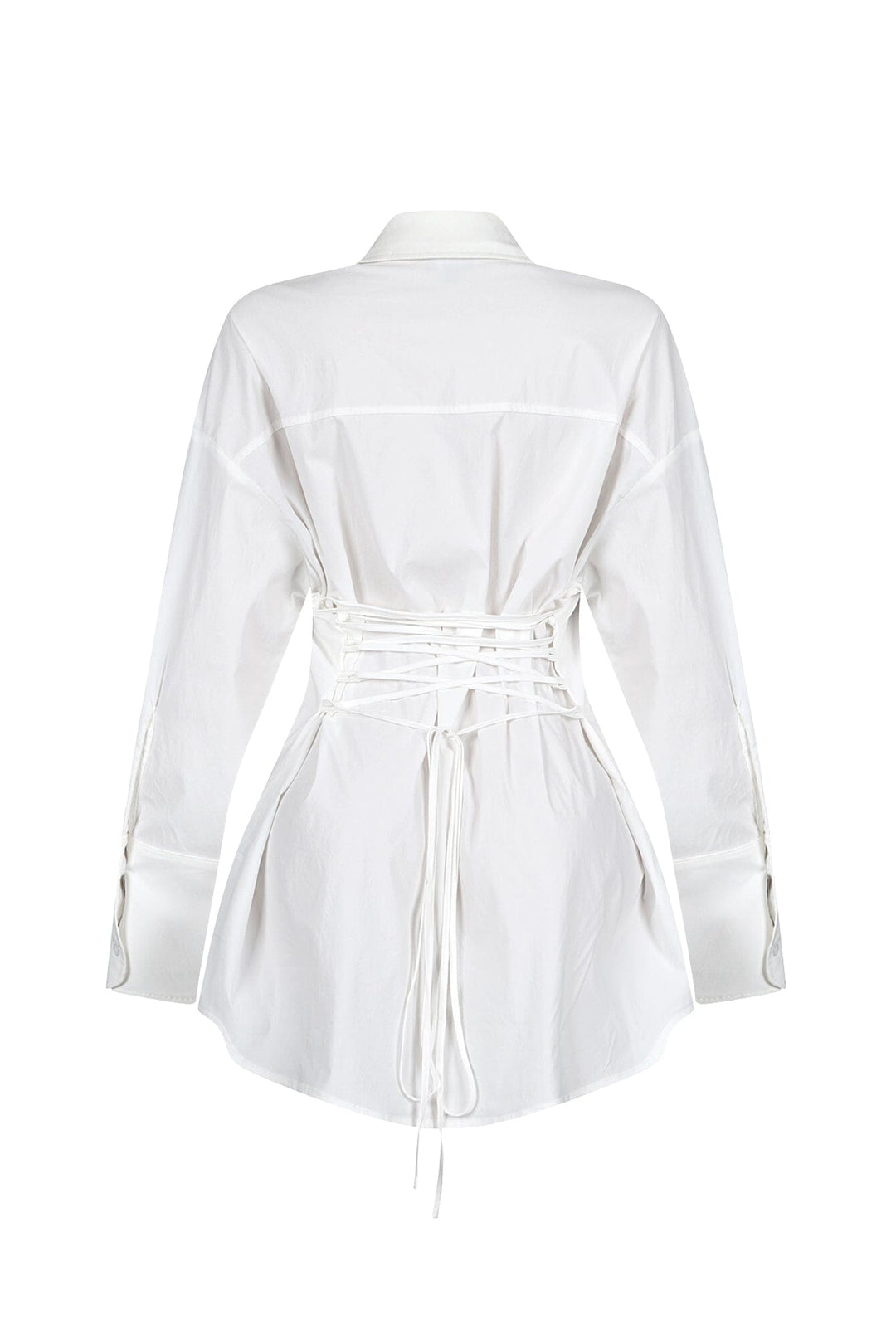 Euphie Lace Up Poplin Shirts Mini Dress
