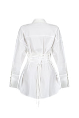 Euphie Lace Up Poplin Shirts Mini Dress