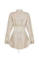 Euphie Lace Up Poplin Shirts Mini Dress