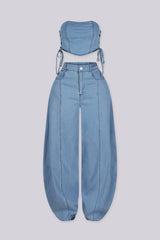 Breakline Denim Top &amp; Jogger SET