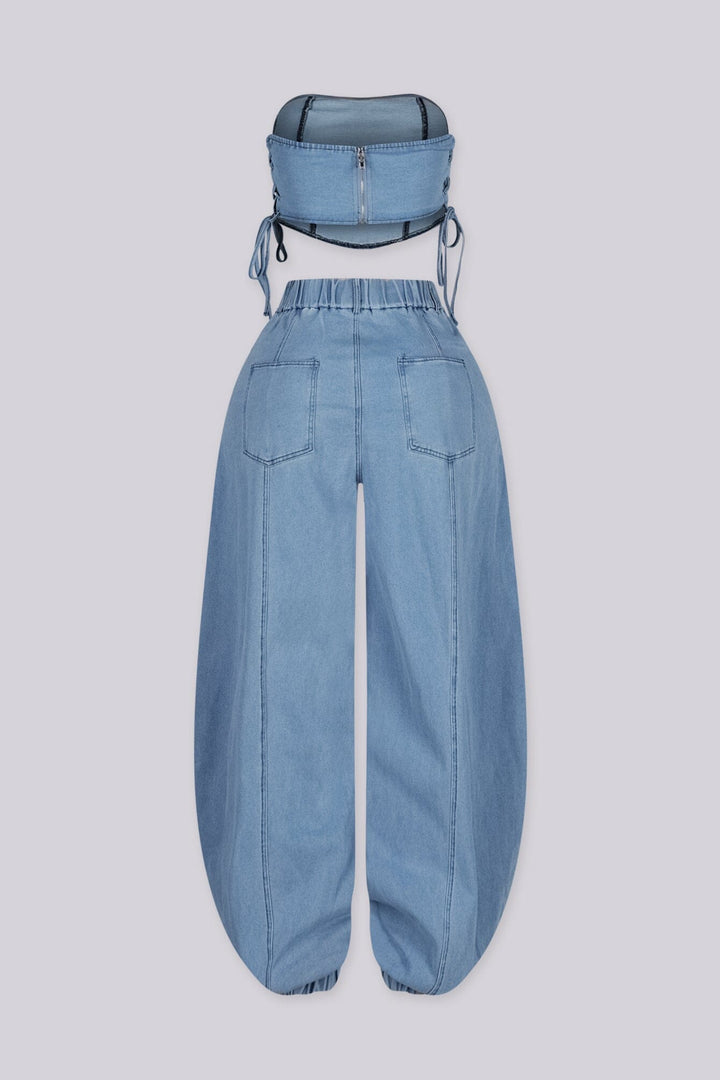 Breakline Denim Top &amp; Jogger SET
