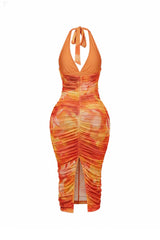 Bloomruche Mesh Print Halter Dress