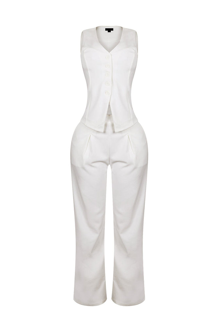 Teresita Button Up Vest Top &amp; Pants SET