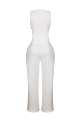 Teresita Button Up Vest Top &amp; Pants SET