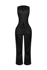 Teresita Button Up Vest Top &amp; Pants SET