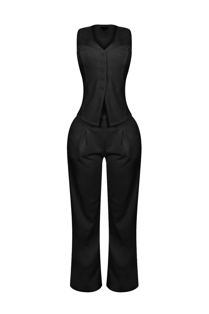 Teresita Button Up Vest Top &amp; Pants SET