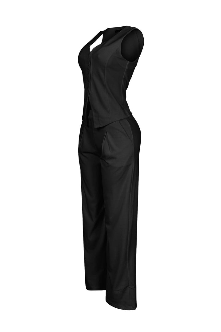 Teresita Button Up Vest Top &amp; Pants SET