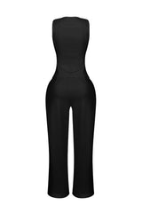 Teresita Button Up Vest Top &amp; Pants SET
