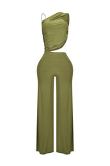 Jaira One Shoulder Wire Strap Jumpsuit