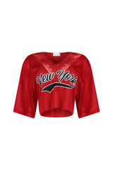 Beryl New York Lace V-Neck Jersey Top