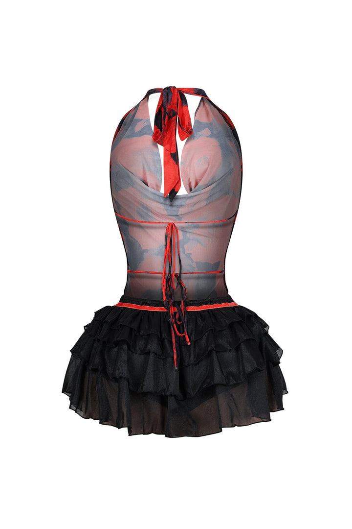 Bucky Mesh Floral Tutu Mini Dress