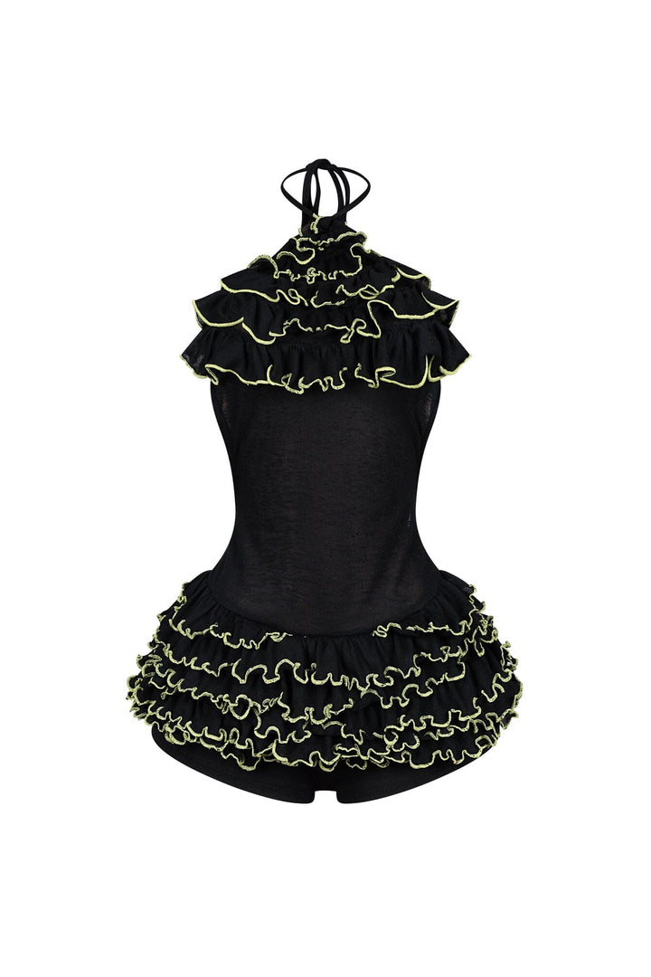 Sayaka Ruffled Halter Neck Mini Dress