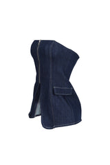 Meems Dusk Denim Zip up Tube Top