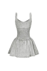 Lilith Mineral Washed Ribbed Cotton Corset Dress