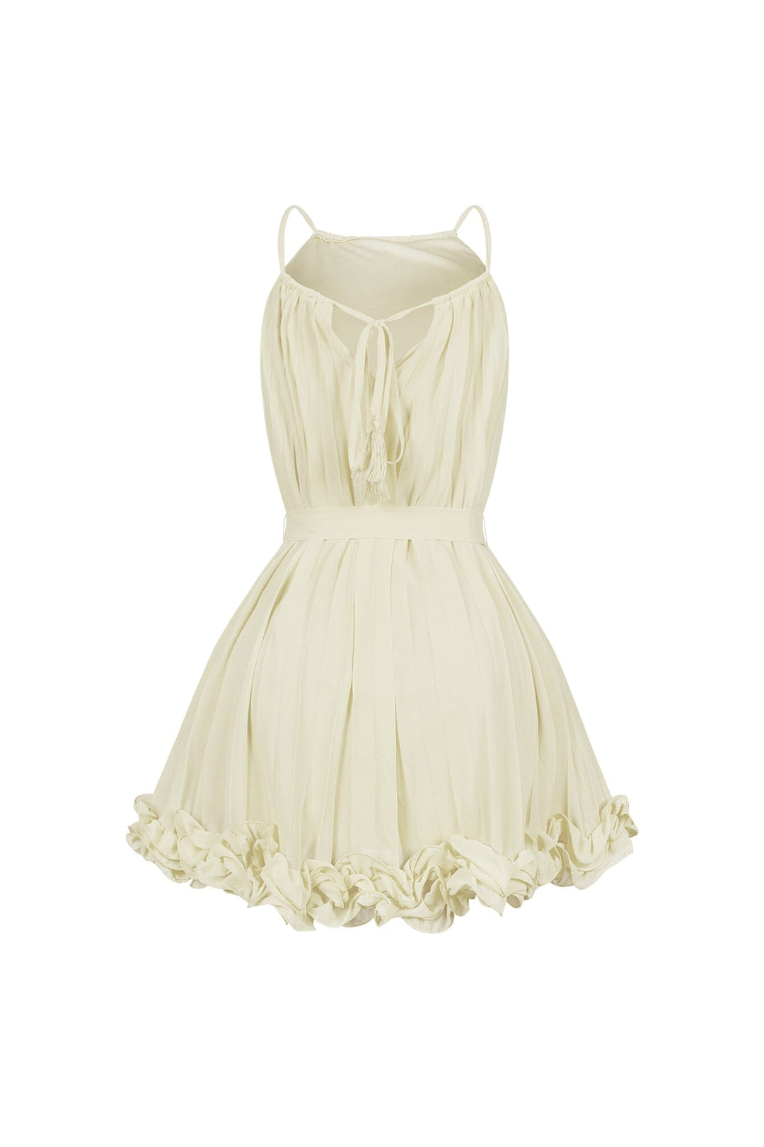 Yoneko Mesh Ruffled Halter Neck Mini Dress