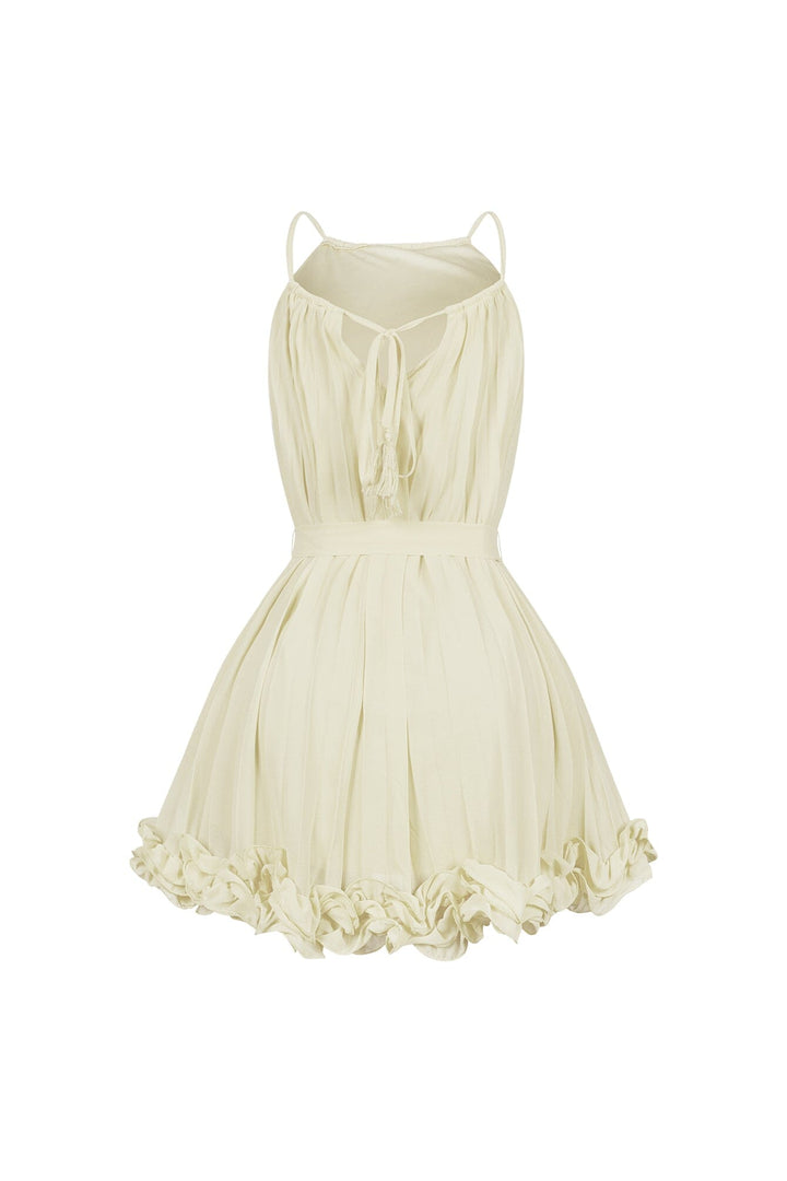 Yoneko Mesh Ruffled Halter Neck Mini Dress
