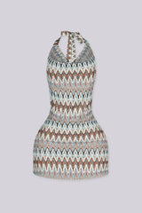 Mocha Mirage Halter Mini Dress