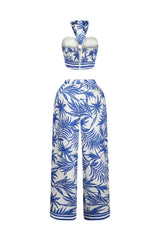 Clementine Tropical Print Halter Top &amp; Pants SET