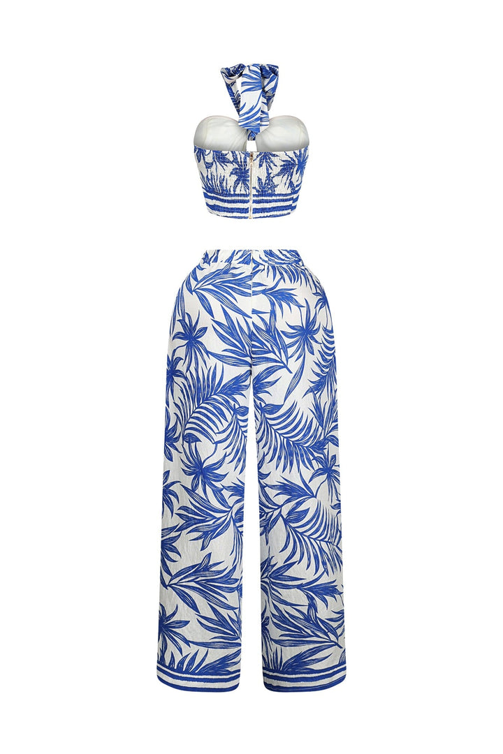 Clementine Tropical Print Halter Top &amp; Pants SET