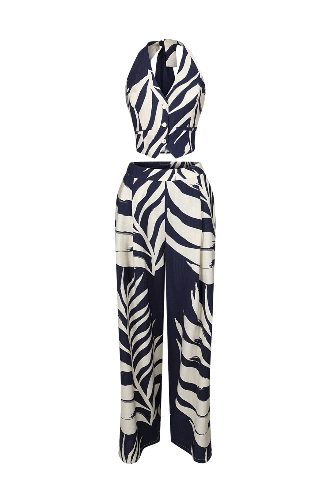 Michiyo Print Button Vest &amp; Pants SET