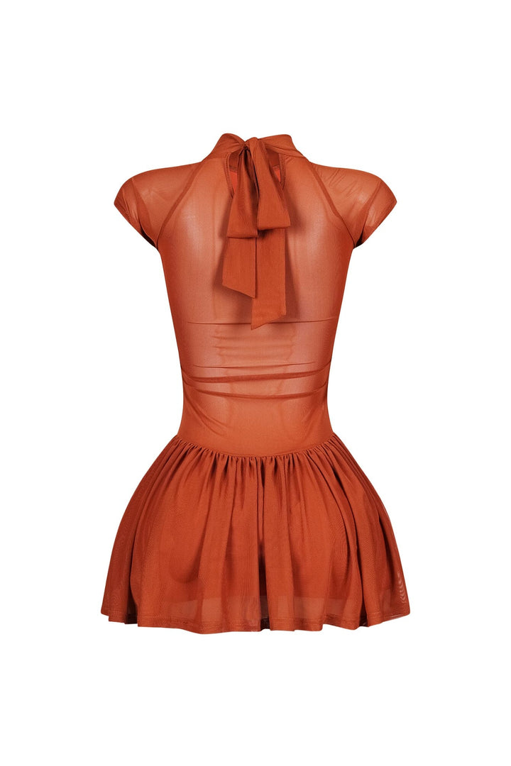 Asajj Cap Sleeve Lace Up Flare Mini Dress