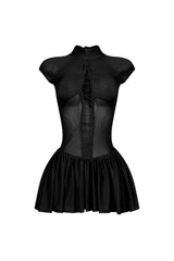Asajj Cap Sleeve Lace Up Flare Mini Dress