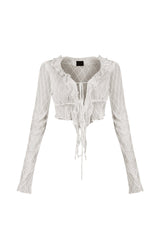 Sasa Mesh Ruffle Crop Top