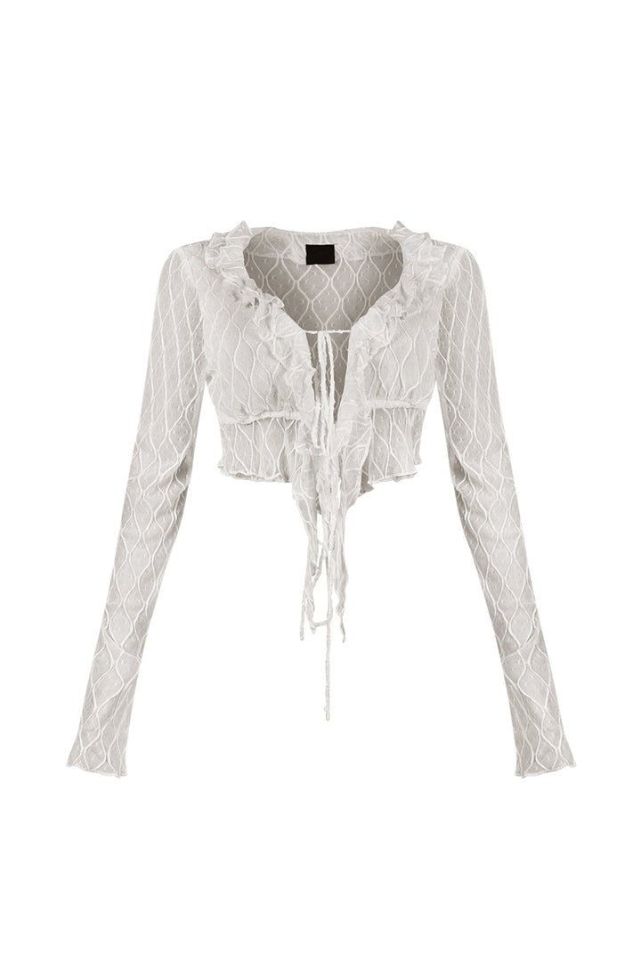 Sasa Mesh Ruffle Crop Top