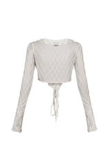 Sasa Mesh Ruffle Crop Top