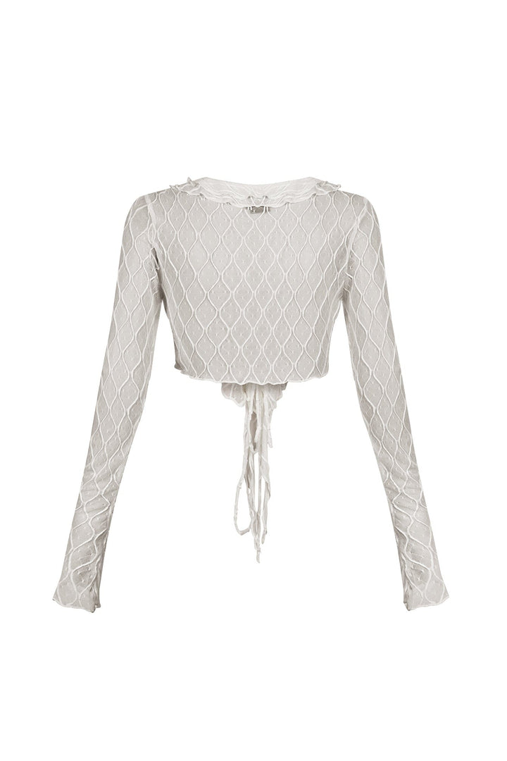 Sasa Mesh Ruffle Crop Top