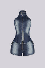 Zipstorm Denim Halter Top &amp; Shorts SET