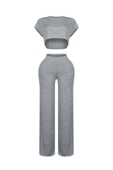 Soda Short Sleeve Crop Top &amp; Pants SET