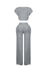 Soda Short Sleeve Crop Top &amp; Pants SET