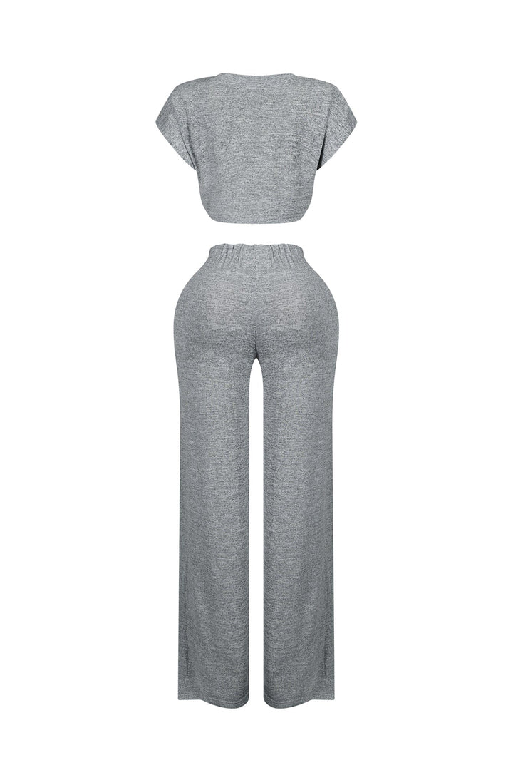 Soda Short Sleeve Crop Top &amp; Pants SET